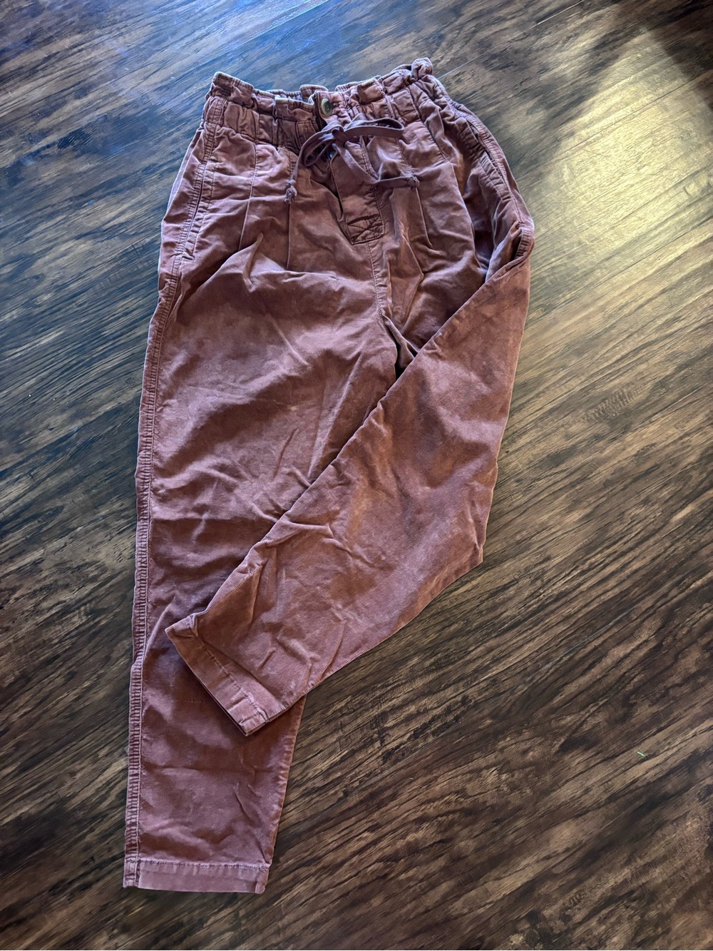 Free People Women’s Corduroy Drawstring Pants - Rust Brown
